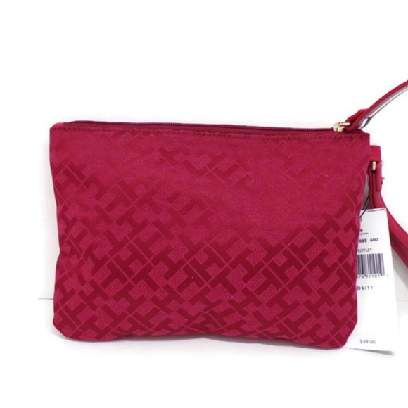 Tommy Hilfiger Red Womens Wristlet Wallet Small Casual Logo Bag WA1539 - Picture 2 of 6
